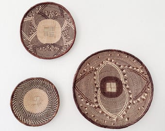Binga Basket Wall Set of 3, Zimbabwe Tonga Baskets, African Basket Set #K082