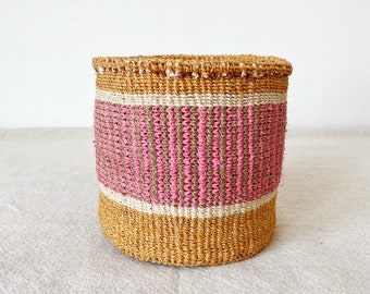 Small African Basket // Kenya Kiondo Storage Plant Basket // Woven Planter #230