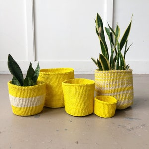 African Storage Plant Basket // Kenya Kiondo Basket // Woven Sisal Planter // Lemon Zest