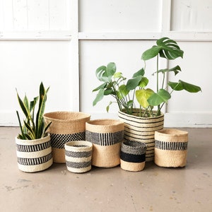 African Storage Plant Basket // Kenya Kiondo Basket // Woven Sisal Planter // Neutrals