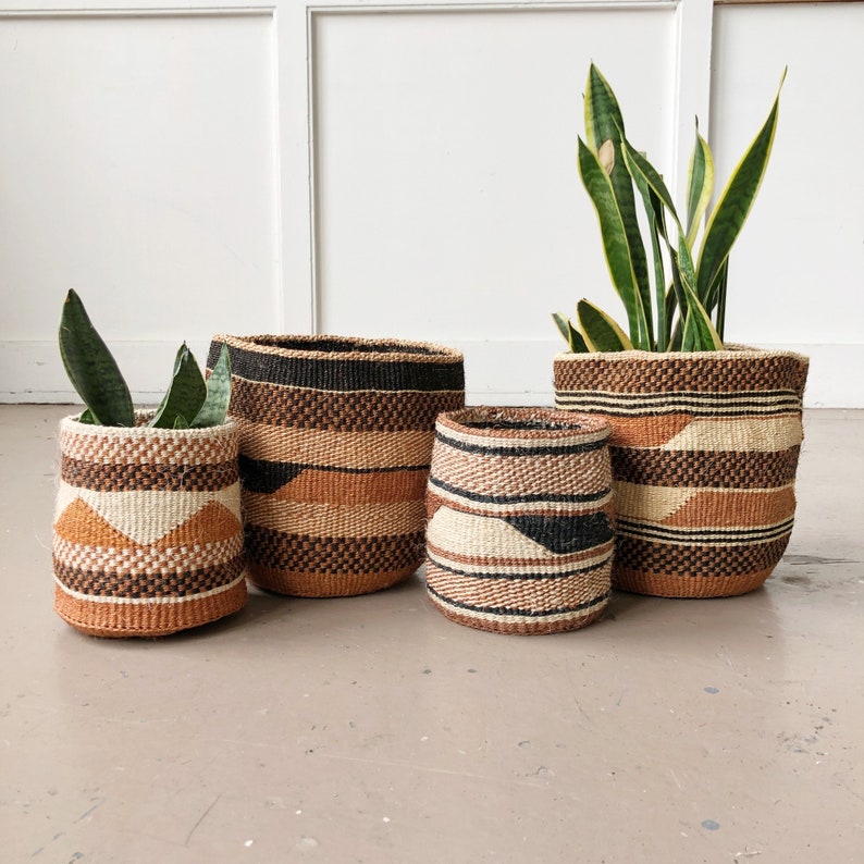 Assorted Handwoven African Basket // Fine Weave Storage Plant Basket // Kenya Kiondo Basket // Woven Sisal // Natural Basket Planter image 2