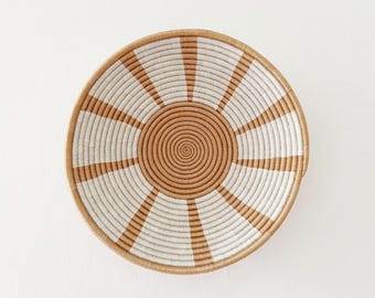 African Basket- Kasama // Rwanda Basket // Woven Basket // Sisal & Sweetgrass // Tan, White