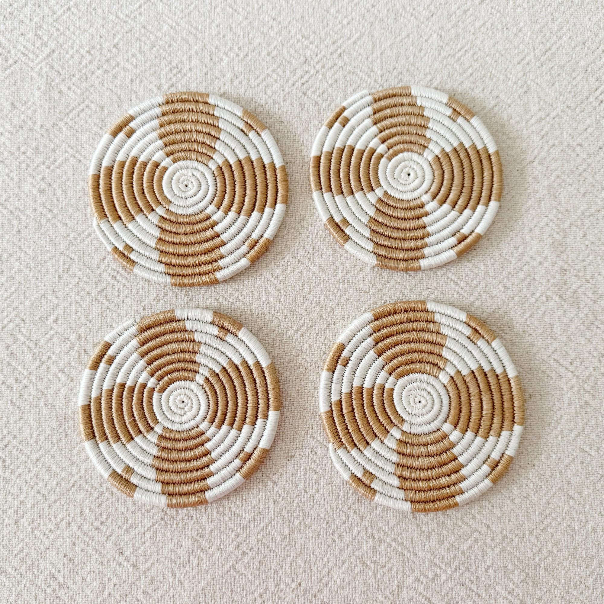 African Coasters Set- Sumve // Woven in Rwanda // Sisal & Sweetgrass ...