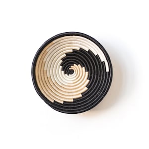 Small African Basket- Kitabi // Rwanda Basket // Woven Basket // Black, Light Tan, White