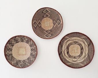 Binga Basket Wall Set of 3, Zimbabwe Tonga Baskets, African Basket Set #K083