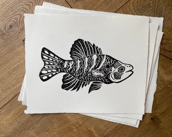 Crappie Linocut Print