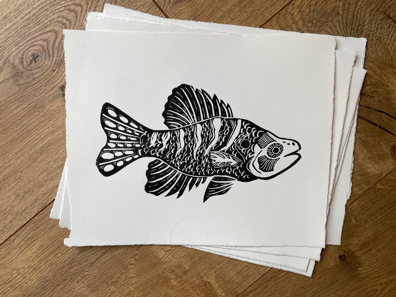 Crappie Linocut Print