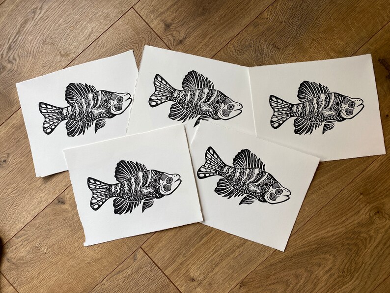 Crappie Linocut Print