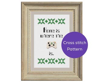 Home is Where the Xbox Controller is Cross Stitch Pattern