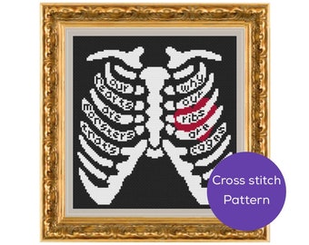 Our Hearts Are Monsters Cross Stitch Pattern