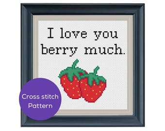 I Love you Berry Much Cross Stitch Pattern