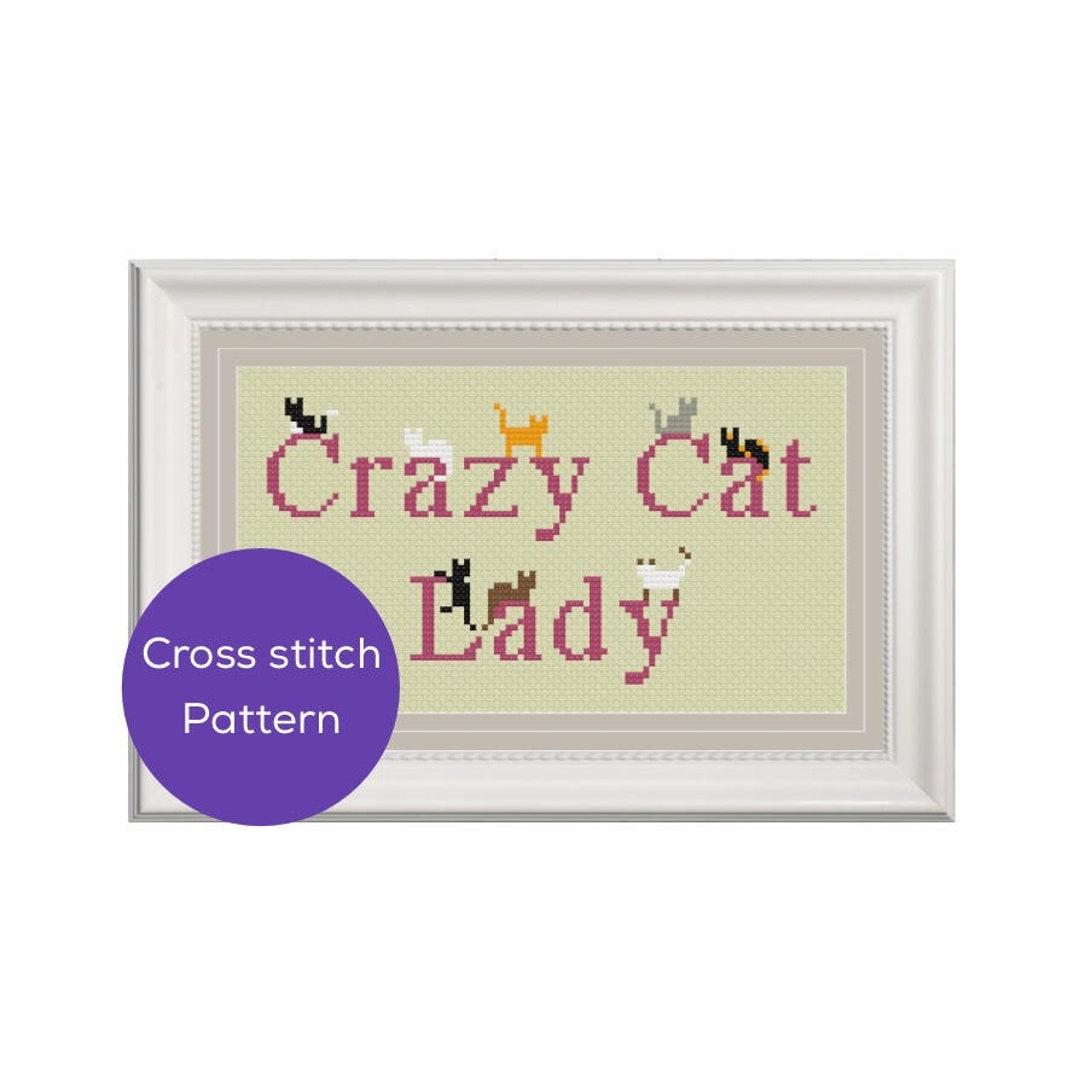 Crazy Cat Lady Cross Stitch Pattern - Etsy