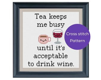 Tea/Wine Cross Stitch Pattern