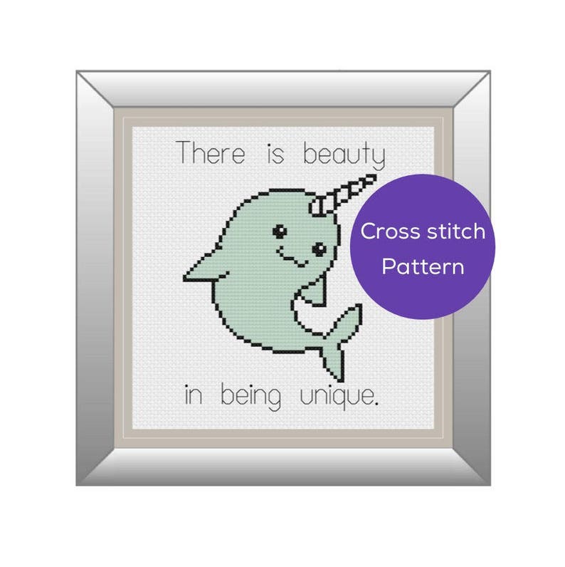 Unique Narwhal Cross Stitch Pattern image 1