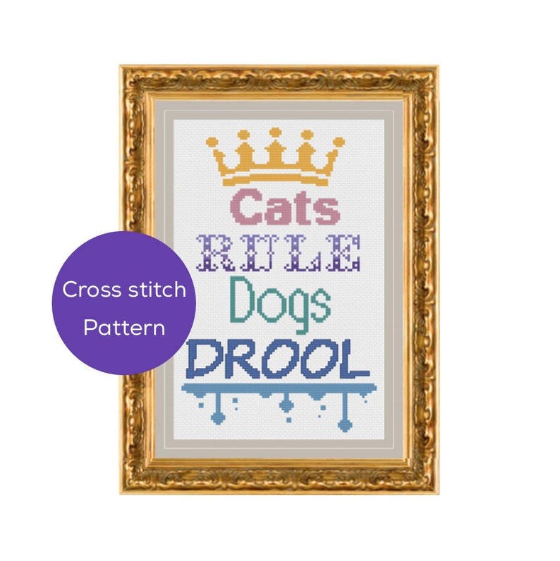 Cats Rule Cross Stitch Pattern image 1
