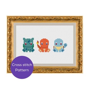 Generation 1 Starters Cross Stitch Pattern