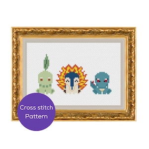 Generation 2 Starters Cross Stitch Pattern