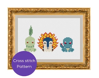 Generation 2 Starters Cross Stitch Pattern