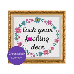 Lock Your Door Cross Stitch Pattern