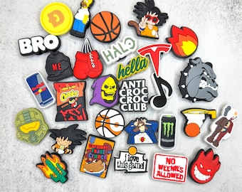 Mens shoe charms fun and cute shoe charms mix match PVC accessories for shoes, personalize your footwear, great gift for kids & teens