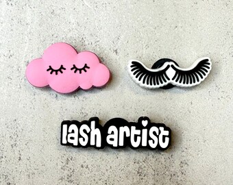 lash artist shoes charm fun and cute shoe charms mix match PVC accessories for shoes, personalize your footwear, great gift for kids & teens