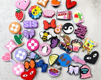 Girly shoe charms fun and cute shoe charms mix match PVC accessories for shoes, personalize your footwear, great gift for kids & teens