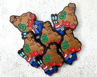 money bag shoe charm fun and cute shoe charms mix match PVC accessories for shoes, personalize your footwear, great gift for kids & teens