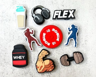 Workout shoe charms fun and cute shoe charms mix match PVC accessories for shoes, personalize your footwear, great gift for kids & teens