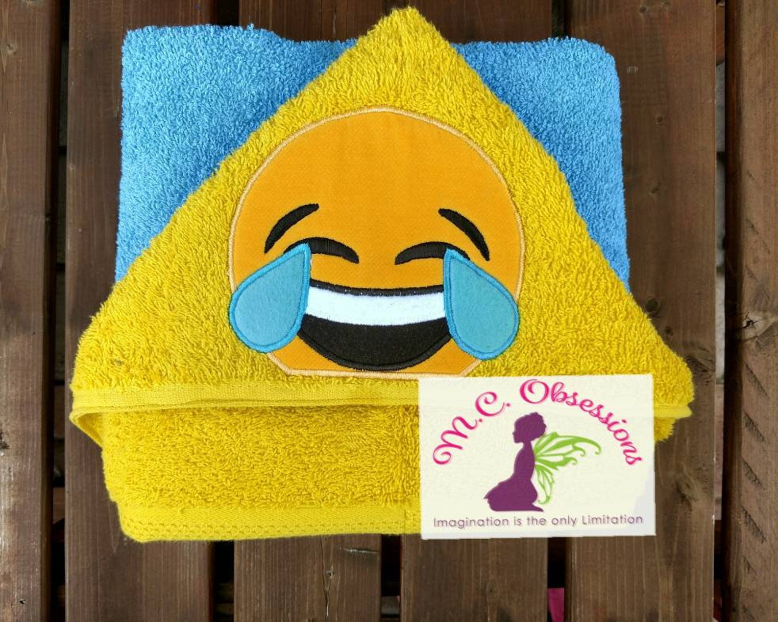 Emoji Hooded Towel Beach Towel Crying Emoji Crying Happy Etsy UK