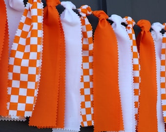 Guirnalda de Tennessee, banderín de tablero de ajedrez naranja y blanco, guirnalda de cuadros vichy, decoración para fiestas al aire libre, arte de Knoxville, regalo de graduación universitaria