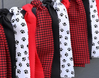 Georgia Garland, Red and Black Gingham Dorm Decor, Paw Print Bunting, Tailgate Party Banner,  Athens Wall Art, College Signing Day