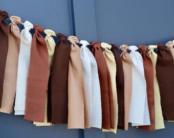 A Baby is Brewing Banner, Coffee Shower Backdrop, Chocolate Brown High Chair Bunting, Earth Tones Fabric Garland, Fall Neutral Mantel Decor