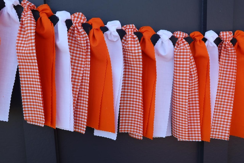 Tennessee Garland, Orange and White Checkerboard Banner, School Spirit Bunting, Tailgate Party Decor, Knoxville Art, College Graduation Gift image 6