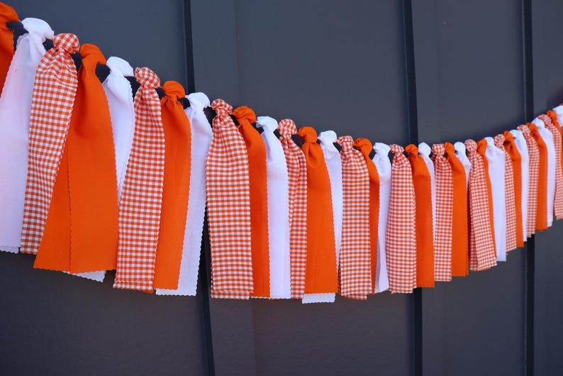 Tennessee Garland, Orange and White Checkerboard Banner, School Spirit Bunting, Tailgate Party Decor, Knoxville Art, College Graduation Gift image 5