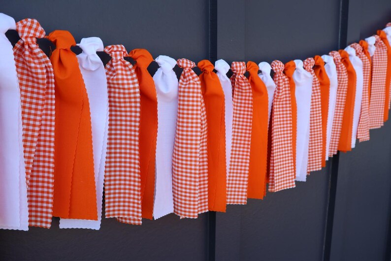 Tennessee Garland, Orange and White Checkerboard Banner, School Spirit Bunting, Tailgate Party Decor, Knoxville Art, College Graduation Gift image 7