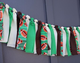 First Year Down Birthday Banner, Football High Chair Bunting, Sports Fabric Garland for Boys Room, Game Room Wall Decor, Tailgate Backdrop