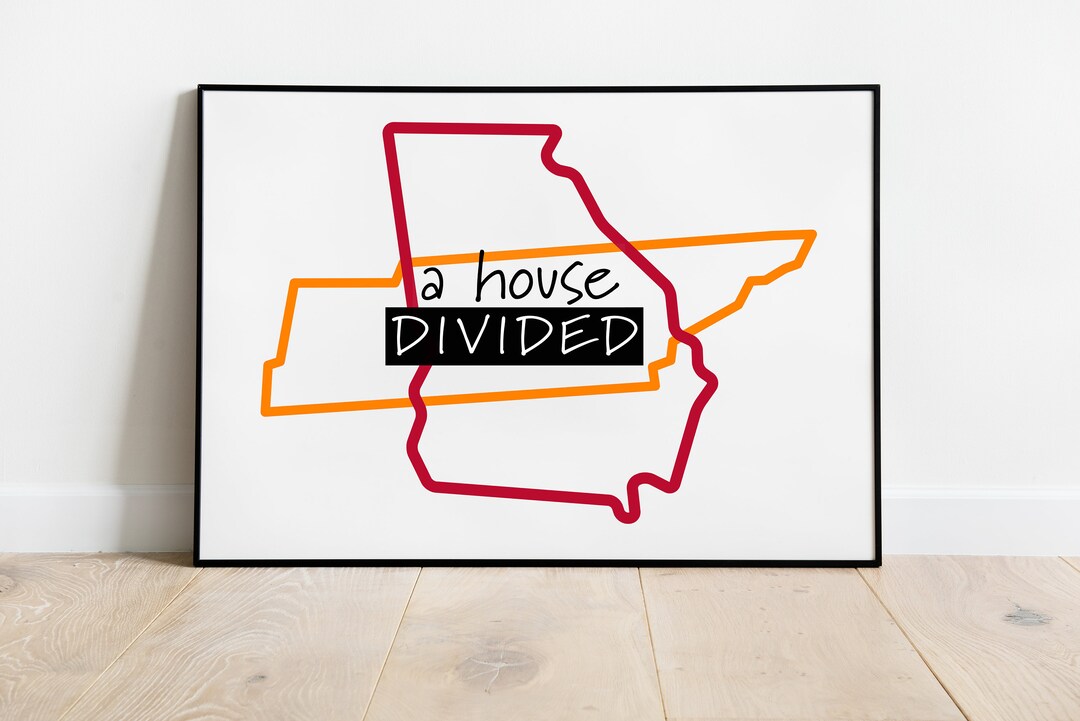 House Divided Tennessee Print Gift for Football Fan