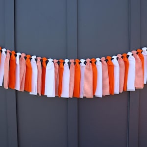Tennessee Garland, Orange and White Checkerboard Banner, School Spirit Bunting, Tailgate Party Decor, Knoxville Art, College Graduation Gift image 2