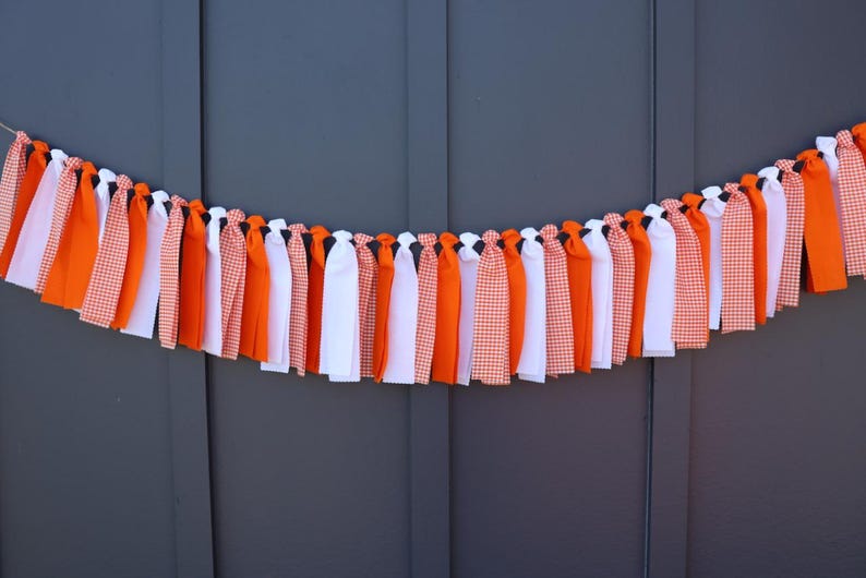 Tennessee Garland, Orange and White Checkerboard Banner, School Spirit Bunting, Tailgate Party Decor, Knoxville Art, College Graduation Gift image 2