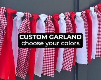 CUSTOM University Fabric Garland, College Bed Party Banner, School Spirit Tailgate Bunting, Choose your Team Colors, Sorority Dorm Decor