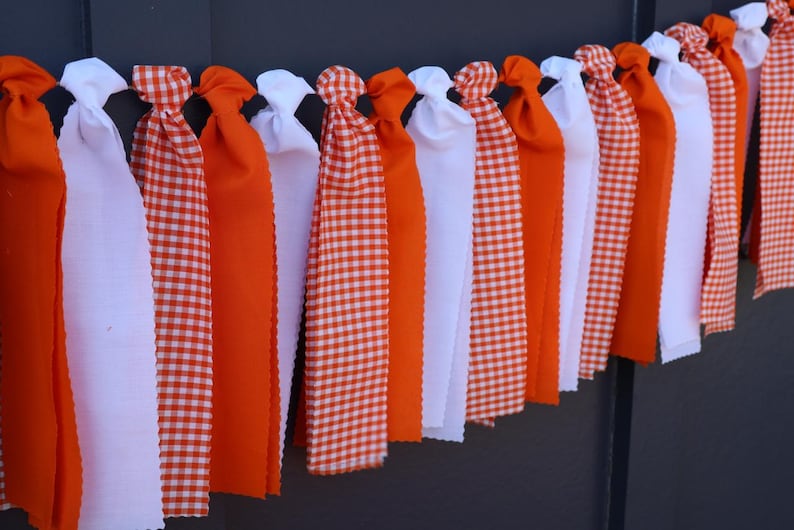 Tennessee Garland, Orange and White Checkerboard Banner, School Spirit Bunting, Tailgate Party Decor, Knoxville Art, College Graduation Gift image 4