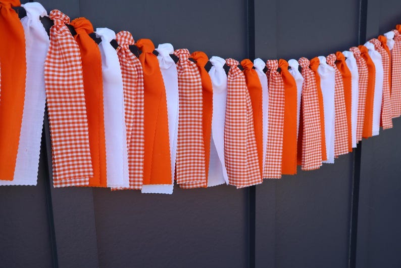 Tennessee Garland, Orange and White Checkerboard Banner, School Spirit Bunting, Tailgate Party Decor, Knoxville Art, College Graduation Gift image 3