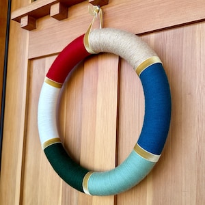 Midcentury Vintage Look Yarn Wreath | Minimal Elegant Centerpiece | Timeless Office Door Hanger |