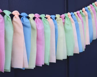 Pastel Banner for Classroom, Calming Fabric Garland, Dreamy Aesthetic Bunting, Soft Color Palette Boho Window Curtain Decor, Theme Wall Art