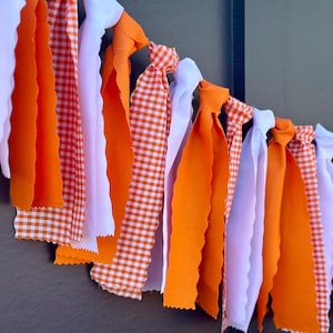 Tennessee Garland, Orange and White Checkerboard Banner, School Spirit Bunting, Tailgate Party Decor, Knoxville Art, College Graduation Gift