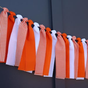 Tennessee Garland, Orange and White Checkerboard Banner, School Spirit Bunting, Tailgate Party Decor, Knoxville Art, College Graduation Gift image 1