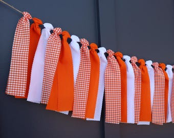 Girlanda Tennessee, pomarańczowo-biały baner w szachownicę, chorągiewka szkolna, dekoracja imprezy tailgate, sztuka Knoxville, prezent na ukończenie studiów
