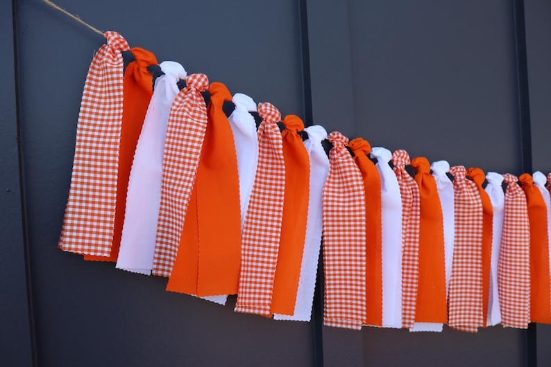 Tennessee Garland, Orange and White Checkerboard Banner, School Spirit Bunting, Tailgate Party Decor, Knoxville Art, College Graduation Gift image 1