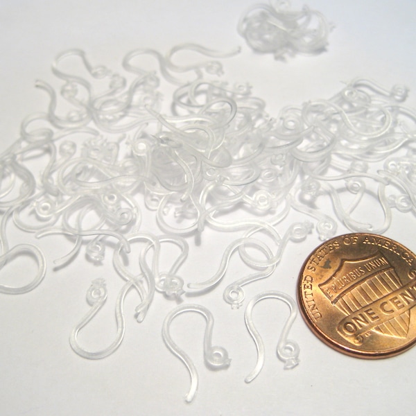 100pcs of Small White Environmental Plastic Earring Hooks 10mm For Small Children or Doll