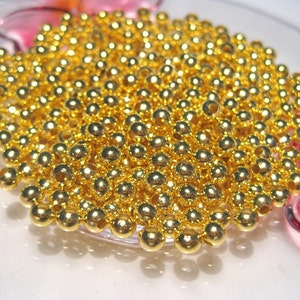 100pcs of Gold Tone Plated Smooth Ball Spacer Beads 4mm Round(No. GSB1113)